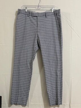 Topman Gray and Blue Plaid Dress Pants